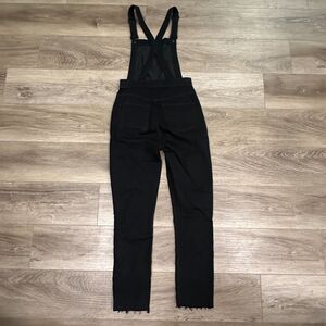 Madewell Black Denim Skinny Overalls Raw Hem Side Zip Style G8317 Size Small